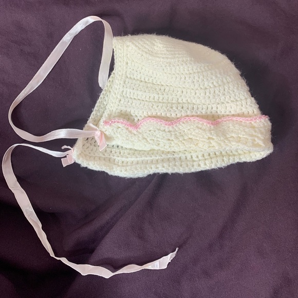 Accessories Crocheted Baby Pink Scalloped Trim Satin Ribbon